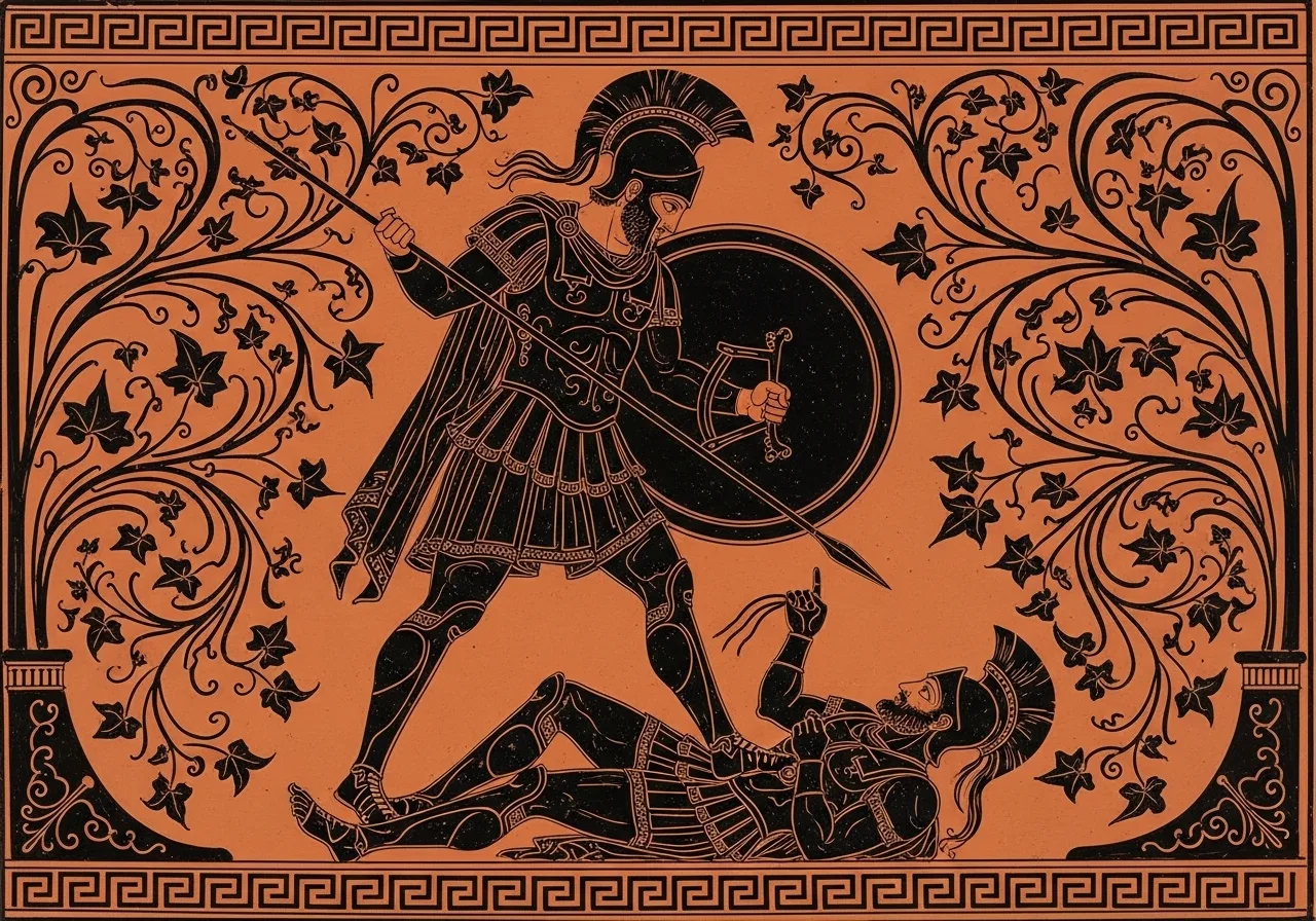 Ο Αχιλλέας, ο μεγαλύτερος ήρωας του Τρωικού Πολέμου, σε εικονογράφηση εμπνευσμένη από την αρχαία ελληνική τέχνη.