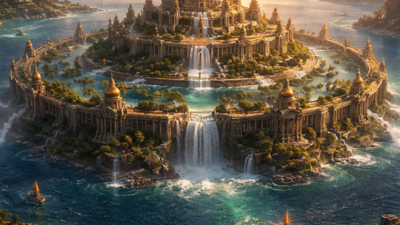 Ατλαντίδα, το χαμένο βασίλειο των Ατλάντων με κυκλική αρχιτεκτονική, ναούς του Ποσειδώνα και ομόκεντρα κανάλια στην ελληνική μυθολογία