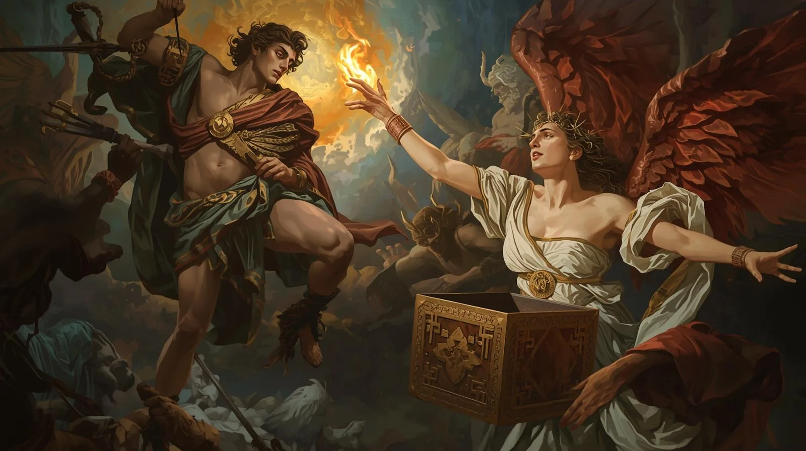 Prometheus, Titan Prometheus, Greek mythology, Pandora, torture Prometheus, theft of fire
