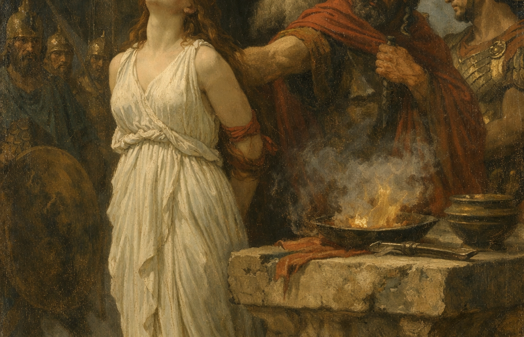 Ιφιγένεια στον βωμό της Αυλίδας πριν τη θυσία από την Άρτεμη