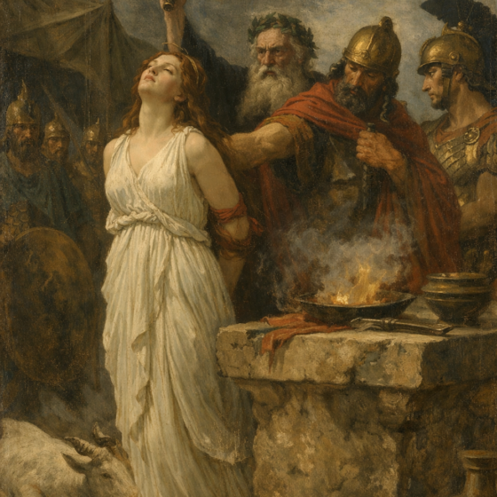 Ιφιγένεια στον βωμό της Αυλίδας πριν τη θυσία από την Άρτεμη