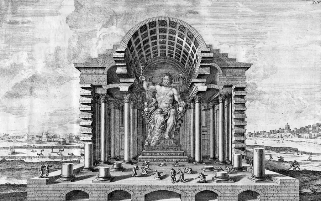 The statue of Zeus in Olympia, one of the seven wonders of the ancient world, the work of Phidias