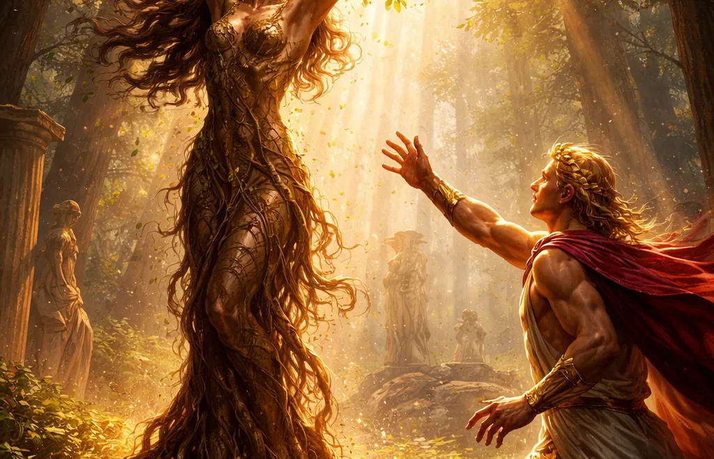 Apollo and Daphne transformation into Laurel tree Greek mythology