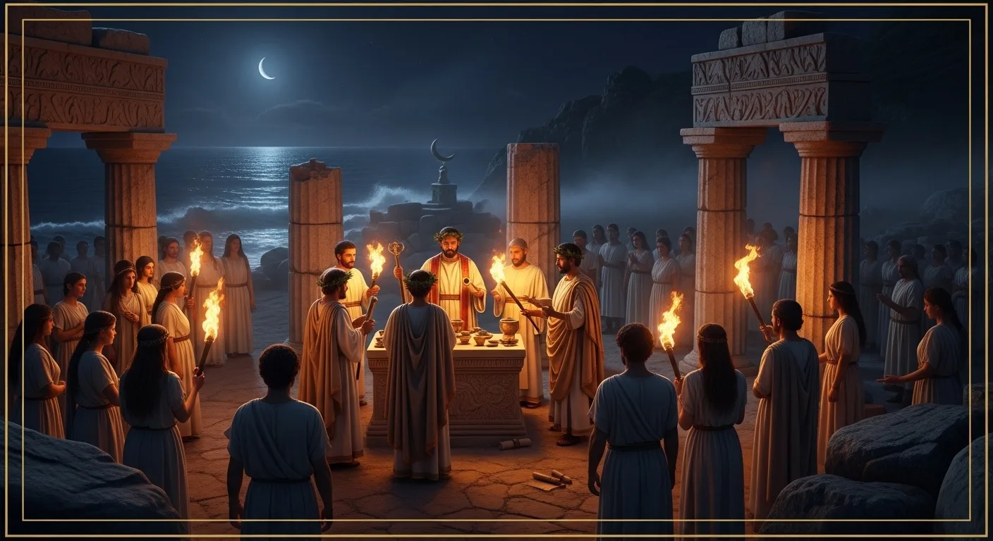 Cave Mysteries in Samothraki with priests and mysteries