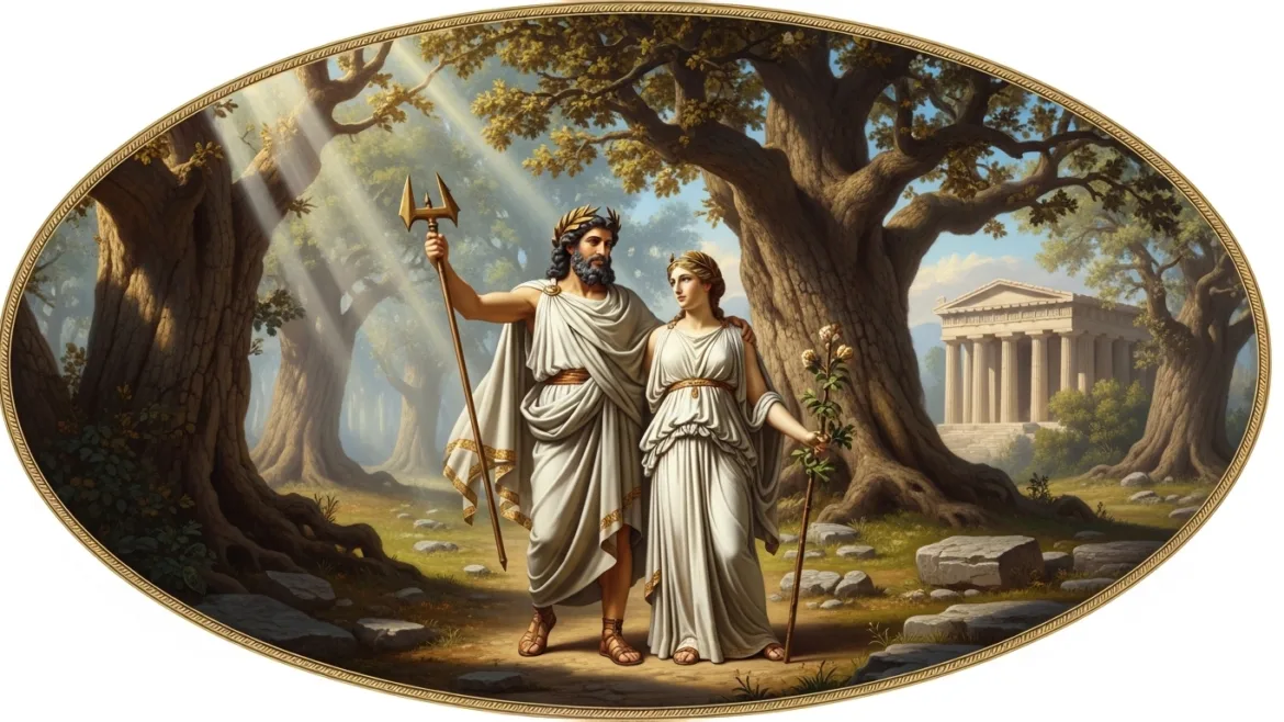 Zeus and Dioni in Dodoni in classical mythological depiction