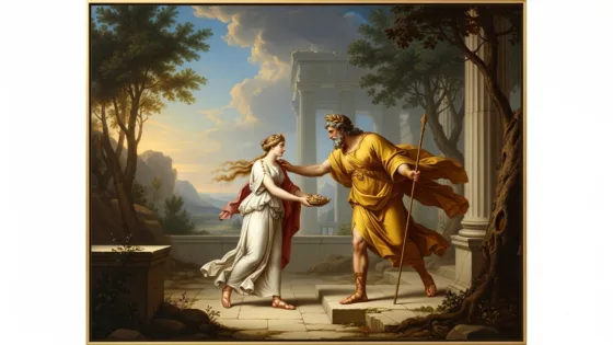 Ο Δίας ερωτεύεται τη Λητώ σε σκηνή από την ελληνική μυθολογία.