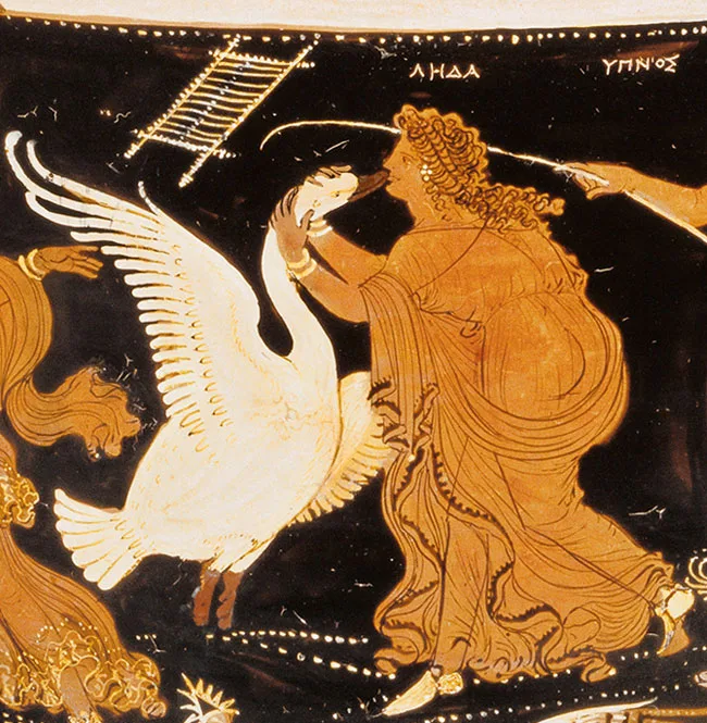 Καλλιτεχνική απεικόνιση της Λήδας και του κύκνου στη μυθολογία της αρχαίας Ελλάδας